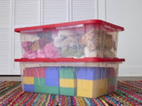 15 Gallon Clear Storage Bin with Red Snap Lid, Pack of 4 72992584