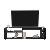 Suxta 63" Wide Tv Stand with Three Open Shelves and Three Bottle Cubbies, Cable Management, Bar Tv B200P286984