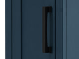14 inch Chairside Table, No Assembly Required, Blue Denim and Whiskey Finish B108131556