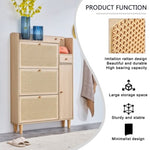 ZUN Modern minimalist storage cabinet, Japanese rattan shoe cabinet, bed top cabinet, small home W1151P147199