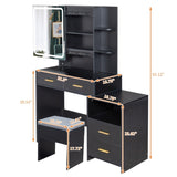 Particleboard Triamine Veneer 4 Drawers 1 Storage Cabinet 2 Shelves Mirror Cabinet Dressing Table 03327233