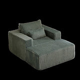 62.5-Inch Corduroy Sponge Sofa Lounge Chair with Removable footrest,No Assembly Required,Fluffy W834P206047