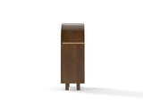 Arched Small Bookcase, Arched Storage Cabinet, Walnut Wooden Modern Arched Top Bookshelf with 3 W2557P428369