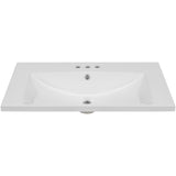 ZUN 30" Single Bathroom Vanity Top with White Basin, 3-Faucet Holes, Ceramic, White N725P171538K