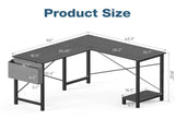 L Shaped Computer Desk Corner Desk, Gaming Table 50 inch PC Writing Study Desk for Home Office Dorm 12594299