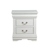 Solid Pine Nightstand with 2 Drawers in White Finish B016P253276
