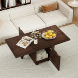 48" Foldable Coffee Table Extendable Center Table With Storage Cabinets & Wheels - Walnut 87117762