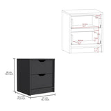 Basilea 2 Drawers Nightstand , End Table, Side Table Pull Out System -Black B07092138