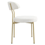 ZUN Boucle Upholstered Dining Chairs with Curved Backrest & Gold Metal Legs Set of 2, Beige W2740P214250