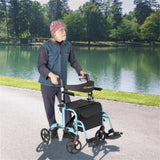2-in-1 Rollator Walker & Wheelchair 6-Level Adjustable Handles, 1-Hand Folding, Storage 50220611