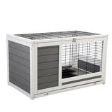 ZUN Luxury 2-Storey Pet House Box Wooden Cage Comfy Cabin for Small Animals, Grey White W2181P151912