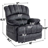 Large Manual Recliner Chair in Fabric for Living Room, Grey W3224P288516