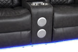 LED & Power Reclining Loveseat Made With Faux Leather in Gray 659436213258
