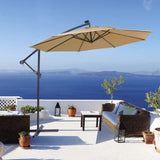 10 FT Solar LED Patio Outdoor Umbrella Hanging Cantilever Umbrella Offset Umbrella Easy Open W41917531