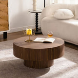 Round Wood 30.51 inch Coffee table for Living Room Table Walnut Suitable for Bedroom, Living Room, W3081P315307