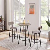 ZUN Round bar stool set with shelf, upholstered stool with backrest Grey, 23.62'' W x 23.62'' D x W1162101846