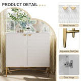 White Modern 2-Door Locker Accent Cabinet with Tapered Metal Feet T3609P333096