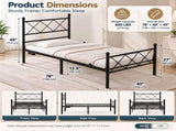 78"40" Twin Metal Platform Bed Frame, X-Design Headboard & Footboard with LED Lights, USB & Type-C 33847387