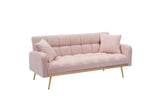 69 Inch Sofa Bed Pink with Adjustable Teddy Sofa for Small Space Living Room and Bedroom W3356P298524