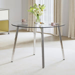 ZUN Modern minimalist style circular transparent tempered glass table, tempered glass tabletop, silver W1151138074