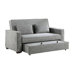 ZUN Modern Home Furniture Solid Wood Frame Sofa with Pull-Out Bed Gray Fabric Upholstered 2x Pillows B011125789