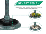 51*51*106cm Plastic Round Birdbath with Solar Ligh Dark Green 42033650