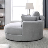 Welike Swivel Accent Barrel Modern Grey Sofa Lounge Club Big Round Chair with Storage W83469811