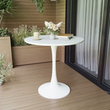 ZUN 31.5" White Round Dining Table, Tulip Table Kitchen Dining Table 2-4 People with MDF Table Top & 26043452