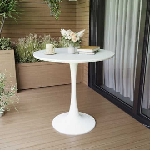 ZUN White Round Dining Table, 31.5" Tulip Table Kitchen Dining Table 2-4 People with MDF Table Top & T2396P205004