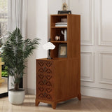 End Table with 3 Drawers, Corner Table with 2 Open Shelves, Tall Side Table for Bedroom and Corner, W2593P289146