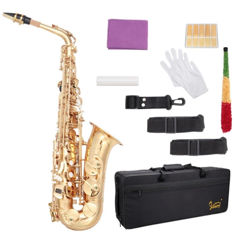 ZUN Alto Saxophone E-Flat Alto SAX Eb with 11reeds, case,carekit,Gold 30684206