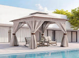 8'x8' Patio Gazebo Outdoor Heavy Duty Party Tent Shelter With Double Roofs, Mosquito Nettings And 92798888