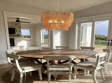 Handwoven Paper Rattan Boho Chandelier with 7-Light E26 Base, 60cm Adjustable Height Wave Pendant W1367P461037