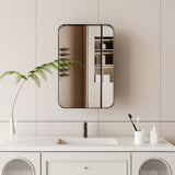 16x24 Inch Recessed Black Metal Framed Medicine Cabinet with Mirror and Adjustable Shelves Black W1435142927