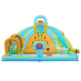 ZUN Inflatable castle for children with inflator 450W, slide, jump area, climbing wall, 395 x 350 x 260 48941692