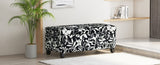 Luxury Storage Ottoman with Floral Patterned Fabric, Soft-Close Hinges, Multi-Functional Footrest & N767P257582W