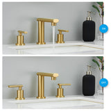 Brushed Gold 3-Hole Low-Arch 8 Inch Widespread Bathroom Faucet, Vanity Sink Faucet with Metal Pop Up 63313083