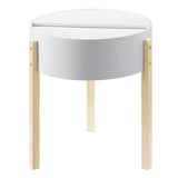 White and Natural End Table with Hidden Storage B062P185697