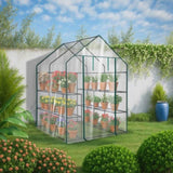 Mini Walk-in Greenhouse with PVC Cover, 8-Shelf Indoor Outdoor Planting Green House for 38528035