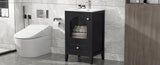 20" Bathroom Vanity with Sink, Bathroom Cabinet with Soft Closing Glass Door, A Drawer, Black N725P185457B