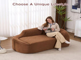 LY-048 Compression Curved Chaise Longue Chair Indoor, Modern Chenille Loveseat Couch with Deep Seat W2231P401723
