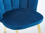 Modern BLUE dining chair with iron tube golden color legs, velvet and comfortable W234P256814