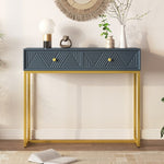 ZUN TREXM Modern Sleek Console Table Two Drawers with Stripe Design for Living Room and Entryway N715P201976E