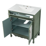 30" Antique Pattern Bathroom Vanity with Rectangle Ceramic Sink, Bathroom Vanity Cabinet with N817P245319B