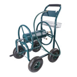 ZUN Garden Hose Reel Cart - 4 Wheels Portable Garden Hose Reel Cart with Storage Basket Rust Resistant W227126838