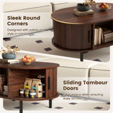 35.5 inch vintage coffee table with sliding slot door 59450856