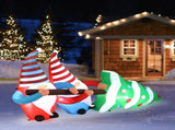 7 FT Lighted Christmas Inflatable Decoration, Inflatable Gnomes Pulling Christmas Tree, Funny Blow 89853445