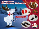 44" Animated Skiing Christmas Reindeer - 98 Cold White LEDs 12 Color String Lights, Red Scarf 51142454