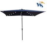 ZUN 10 x 6.5t Rectangular Patio Solar LED Lighted Outdoor Umbrellas with Crank and Push Button Tilt for W65638632