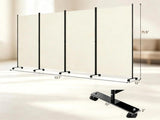 4 Panel Folding Rolling Room Divider with Lockable Universal Wheels, Non-See-Through Polyester 70695982